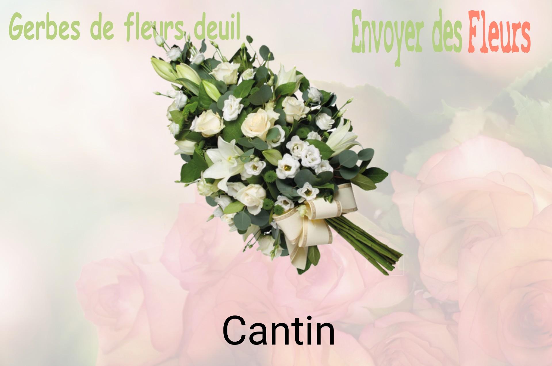 Gerbe de fleurs de deuil livrée à Cantin
